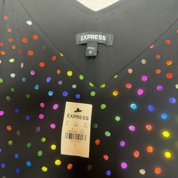 Express Double V Rainbow Foil Metallic Dot Downtown Cami L - Picture 3 of 5